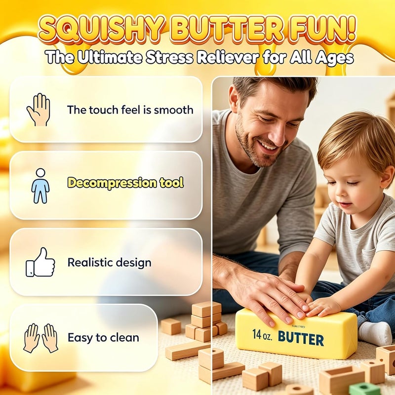 FIENZA Butter Squishy Squeeze - 14oz Slow Rise Soft TPR Stress Reliever - Image 4