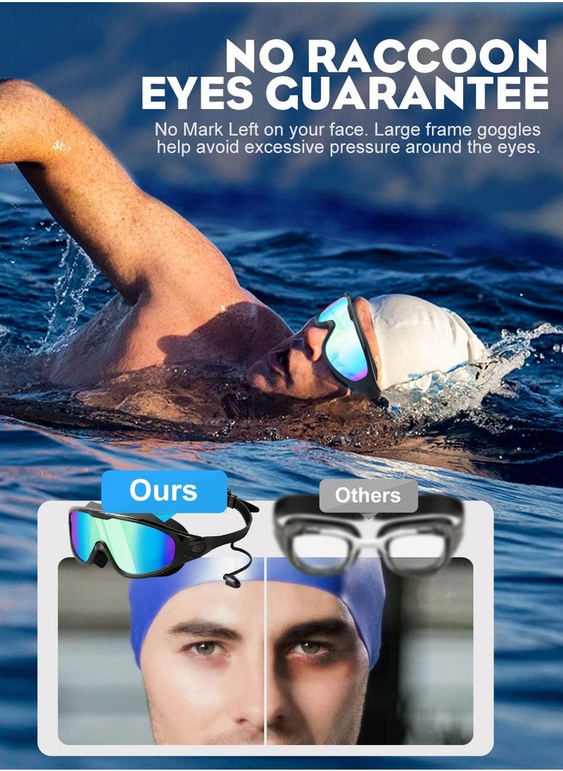 Milatech - Swimming Goggles 2 Pack with Earplugs Wide View Anti-fog UV Swimming Goggles for Adults, Water-Proof Swimming Goggles for Men, Women, and Teens - Image 1