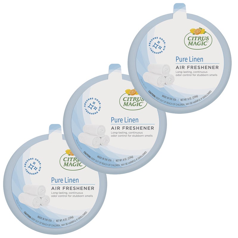 Citrus Magic Odor Absorbing Solid Air Freshener Pure Linen 8Ounce Pack of 3