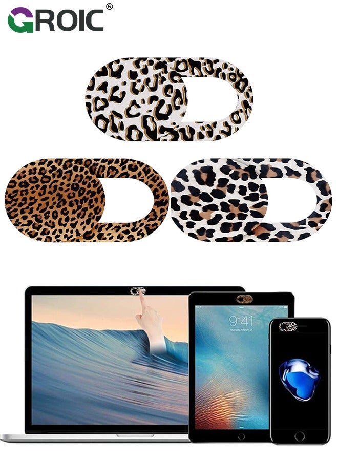 GROIC Fashion Leopard Print Webcam Cover Camera Cover Slide, Ultra Thin Laptop Privacy Protection Camera Cover Slide 3 Pack, Compatible with MacBook Pro/Air Laptop, Computer, Smartphone, Tablets  - Image 1