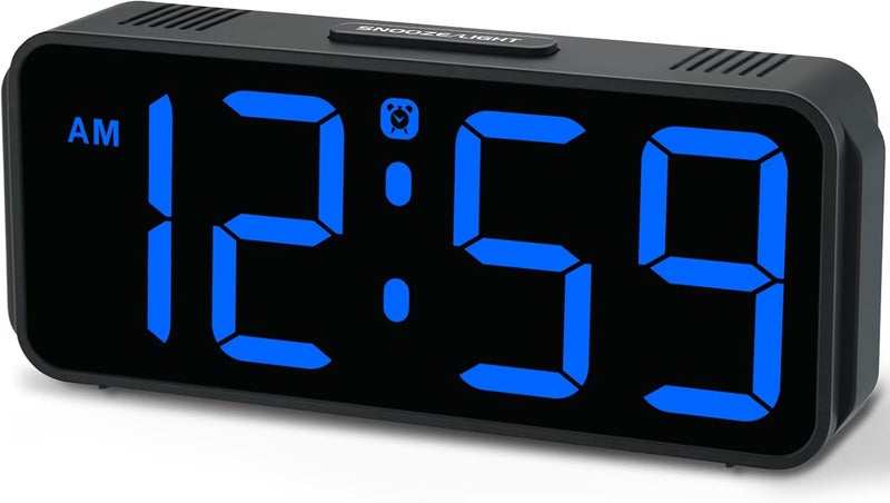 Peakeep Small Digital Alarm Clock Plug in for Bedrooms Bedside, Tiny Electric Clock Large Big Numbers Display with Battery Backup for Desk Table, 6 Dimmers, 5 Adjustable Alarm Volumes (Blue) - Image 1