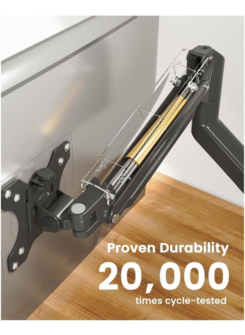 ELTRAZONE Single Monitor Arm for 13-32 Inch Screens – Adjustable Gas Spring Monitor Mount Holds Up to 22 lbs, VESA 100x100mm, C-Clamp & Grommet Base, Ergonomic Computer Stand – Flexible & Space-Saving Desk Mount  - Image 2