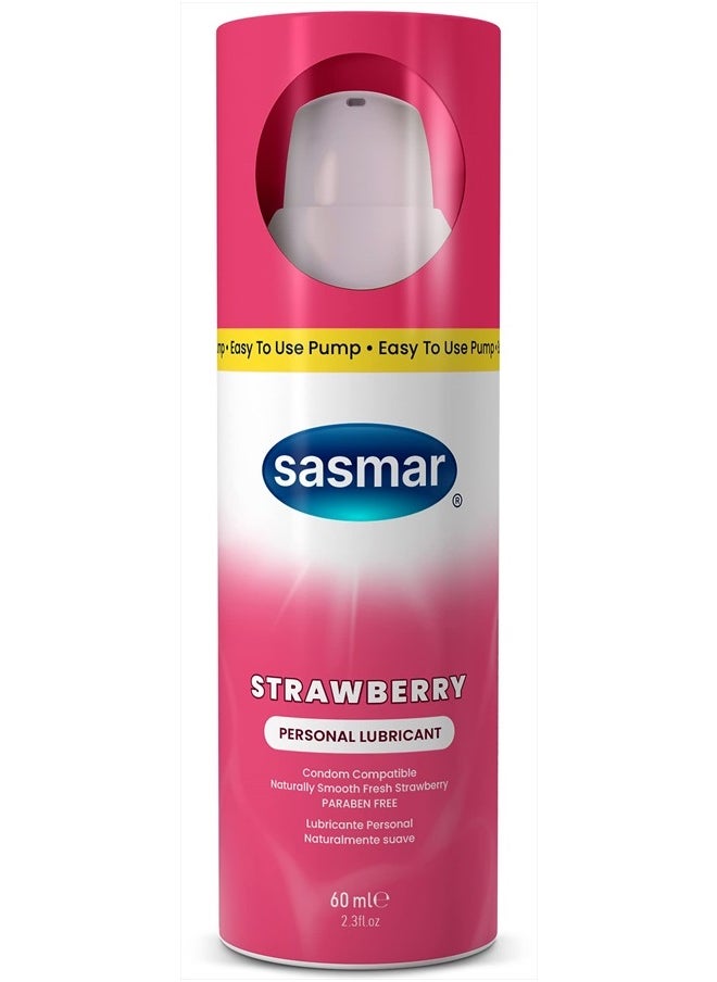 sasmar Strawberry Flavored Lubricant - Water Based Personal for Men, Women - 60 ml  - Image 1