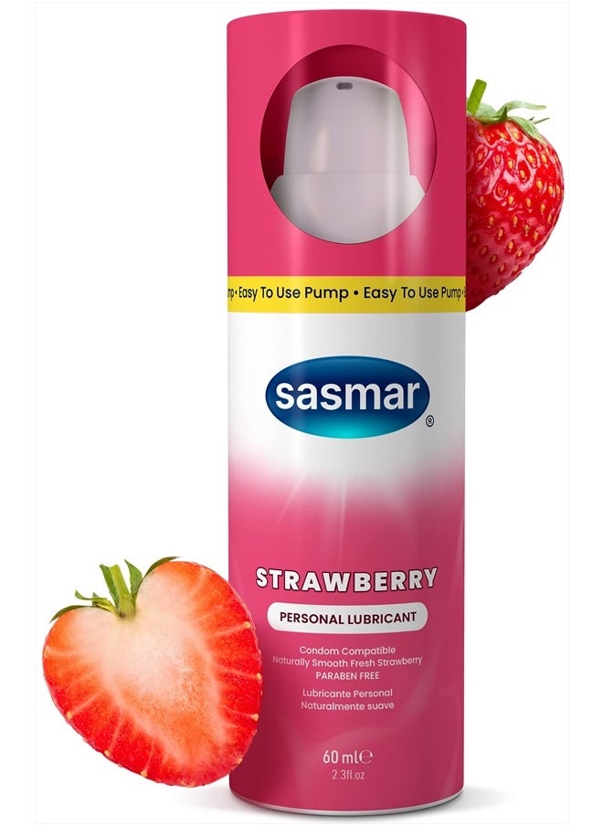 sasmar Strawberry Flavored Lubricant - Water Based Personal for Men, Women - 60 ml  - Image 2