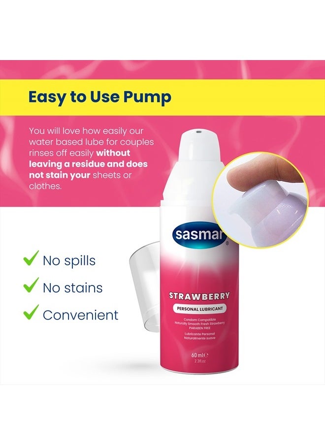 sasmar Strawberry Flavored Lubricant - Water Based Personal for Men, Women - 60 ml  - Image 4
