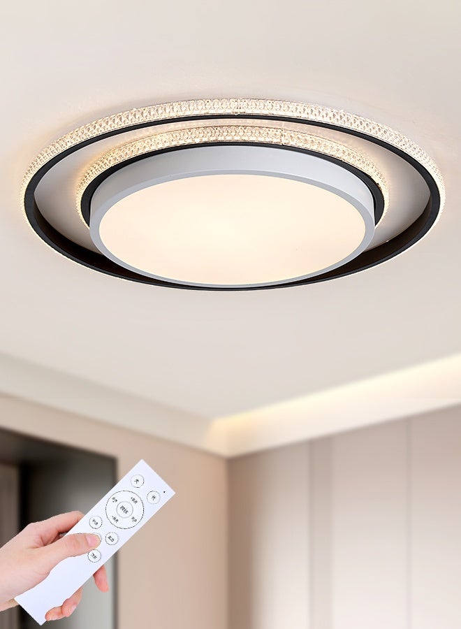 YATAI LIGHTING Modern Round LED Ceiling Light, 60W Dimmable with Remote, Black Flush Mount, 3-Color Dimming (3000K-6000K), Modern Minimalist Ceiling Lamp for Bedroom, Living Room, Dining - Image 1