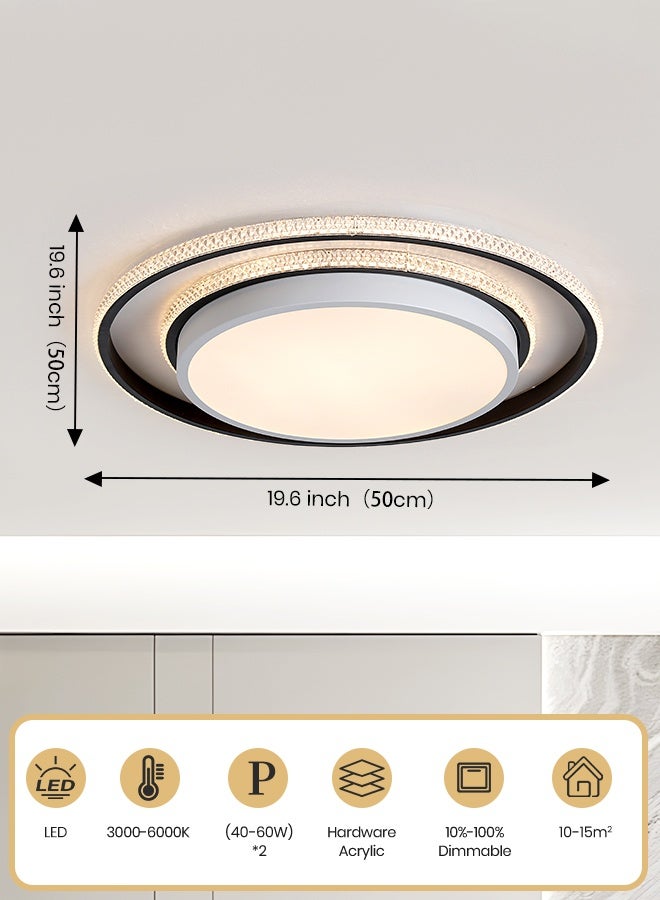 YATAI LIGHTING Modern Round LED Ceiling Light, 60W Dimmable with Remote, Black Flush Mount, 3-Color Dimming (3000K-6000K), Modern Minimalist Ceiling Lamp for Bedroom, Living Room, Dining - Image 3