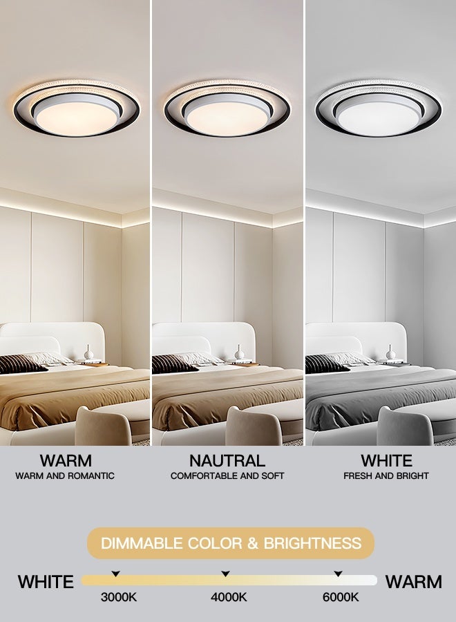 YATAI LIGHTING Modern Round LED Ceiling Light, 60W Dimmable with Remote, Black Flush Mount, 3-Color Dimming (3000K-6000K), Modern Minimalist Ceiling Lamp for Bedroom, Living Room, Dining - Image 2