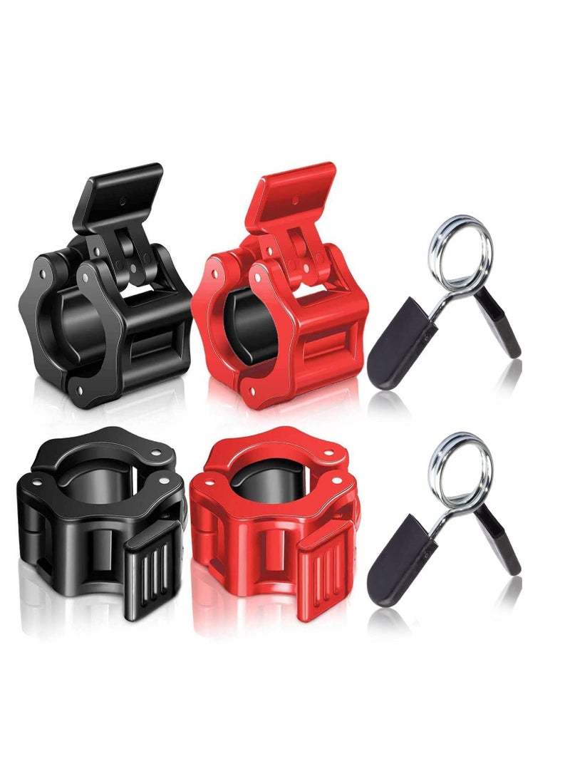 Peachjoy Clamps Set 6 Pcs,4 Pcs Barbell Clamps 1 Inch Quick Release Dumbbell Lock Clips with 2 Pcs Exercise Barbell Spring Clips, Weight Clips for Weightlifting, Workout, Strength Training  - Image 1