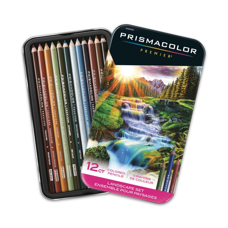 Prismacolor أقلام تلوين بريزماكولور بريميير، ناعمة القلب، مجموعة المناظر الطبيعية، تلوين للبالغين، 12 قطعة - Image 1