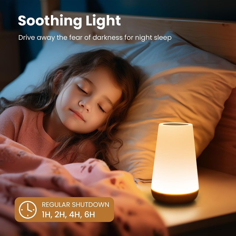 THAUSDAS GKCI Touch Lamp, Portable Table Sensor Control Bedside Lamps with Quick USB Charging Port, 5 Level Dimmable Warm White Light & 13 Color Changing RGB for Bedroom/Office/Hallways - Image 4