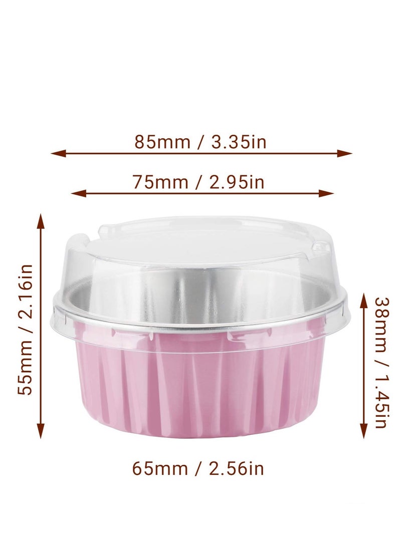 KASTWAVE - Disposable Foil Ramekins with Lids, 30pcs 5oz 125ml Aluminum Foil Muffin Liners Cupcake Baking Cups, Mini Pie Pans with Lids, Disposable Foil Baking Cups Containers for Creme Brulee - Image 1