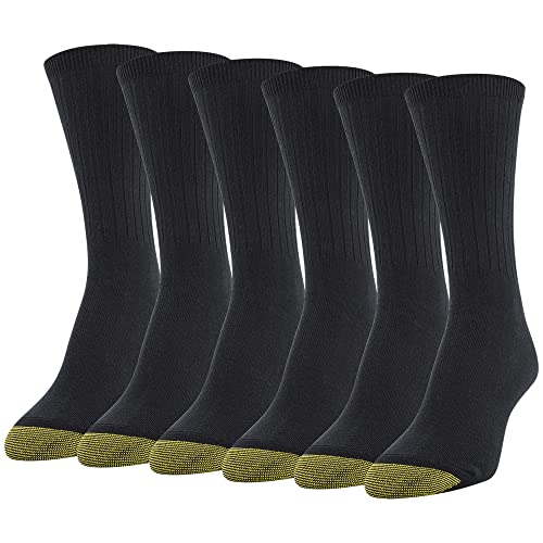 GOLDTOE Women's Casual Texture Crew Socks, Multipairs, Black (6-Pairs), Shoe Size: 6-9 - Image 1