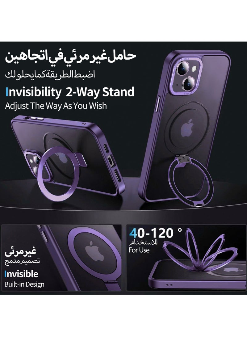 Eligo iPhone 15 Magnetic Case with Invisible Stand, Compatible with MagSafe Shockproof Protection Cover, Translucent Matte Slim Phone Case with Magnet for Apple 15 (2023)(Purple) - Image 5