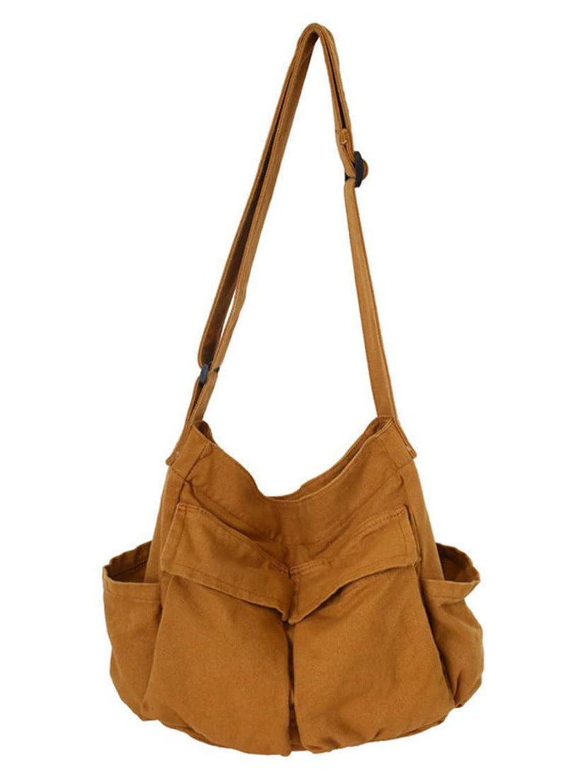 erorex Aesthetic Cute Messenger Bag for School Vintage Black Canvas Crossbody for Women Shoulder Laptop Bag - Image 1