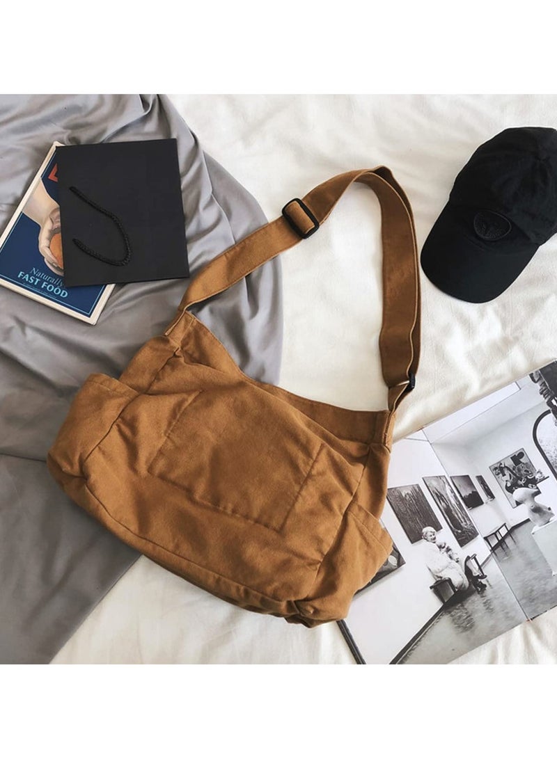 erorex Aesthetic Cute Messenger Bag for School Vintage Black Canvas Crossbody for Women Shoulder Laptop Bag - Image 4
