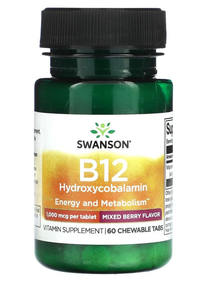 SWANSON B12 Hydroxycobalamin Mixed Berry 1000 mcg 60 Chewable Tabs