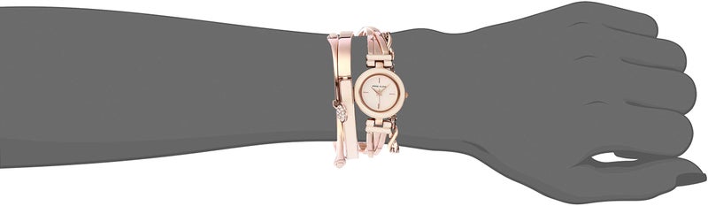 Anne Klein Women's AK/3284LPST Blush Pink and Rose Gold-Tone Bangle Watch and Premium Crystal Accented Bracelet Set - Image 3