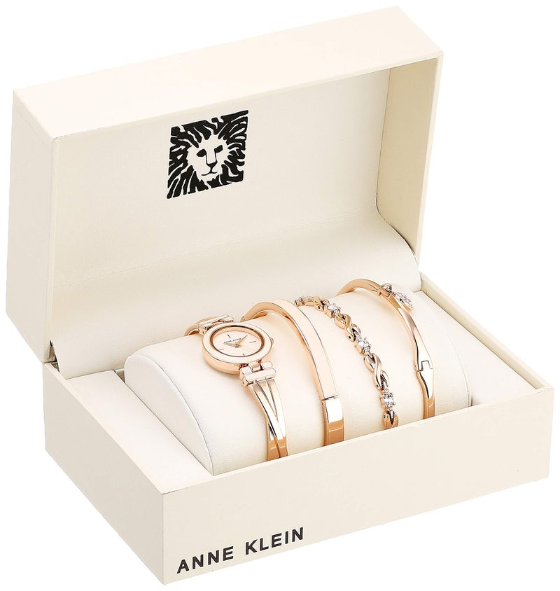Anne Klein Women's AK/3284LPST Blush Pink and Rose Gold-Tone Bangle Watch and Premium Crystal Accented Bracelet Set - Image 2