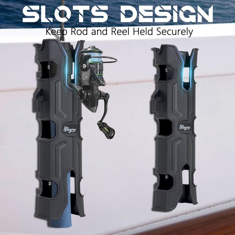 HLOGREE MECHA-X 4PCS Rod Holder for Boat,Wall Mounted Boat Rod Holders for Fishing,Fishing Tube Rod Holder for Boats,Garage,Cooler,Trailer,Pole Holders Side Mount for Storage with Scews & 8 Ball Bungees - Image 3