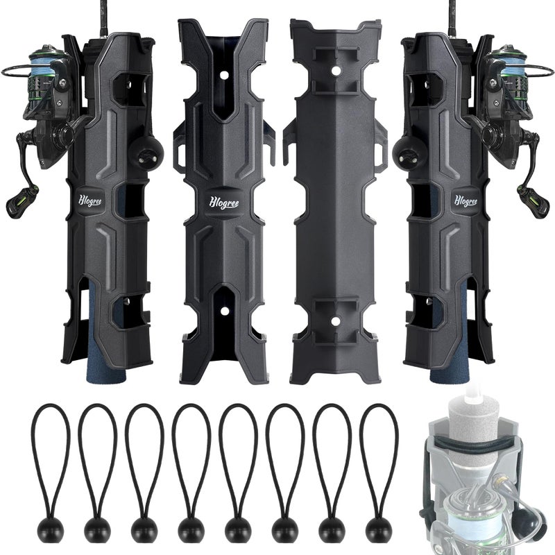 HLOGREE MECHA-X 4PCS Rod Holder for Boat,Wall Mounted Boat Rod Holders for Fishing,Fishing Tube Rod Holder for Boats,Garage,Cooler,Trailer,Pole Holders Side Mount for Storage with Scews & 8 Ball Bungees - Image 1