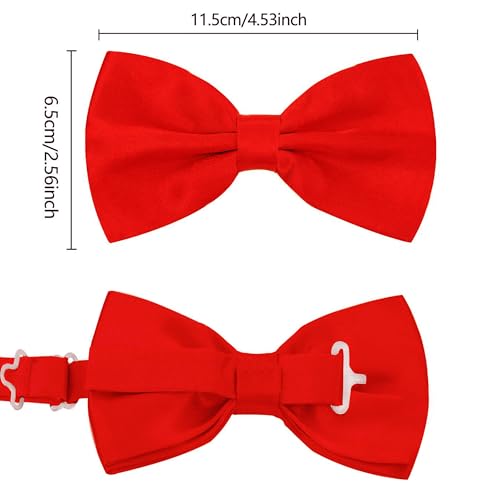 habibee Suspender and Bow Tie Set for Men Adjustable Braces with Y Back, Diverse Colors, Strong Clips (1, Red) - Image 2