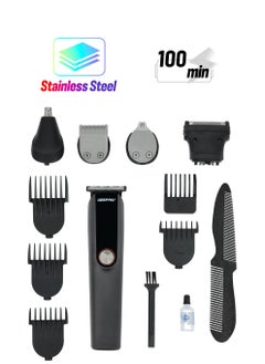GEEPAS Digital Rechargeable 11-in-1 Grooming Kit, GTR56048 | 4 Combs | Nose Trimmer, Micros Shaver, Design Trimmer | LED Display & Charging Indicator | Stainless Steel Blade  - Image 1