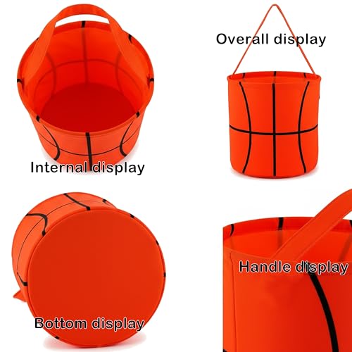 XinblueCo Basketball Basket Canvas Easter Egg Hunt Baskets Halloween Trick or Treat Candy Bucket for Halloween Easter - Image 2