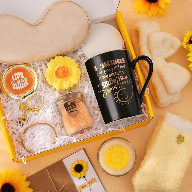 ALBISS Inspiring Gifts for Women, 12pcs Sunflower Sending Sunshine Gifts Set - Thoughtful Unique Thank You Gift Basket for Birthday Christmas Memorialization Gift for Best Friends，Sister，Daughter，Wife - Image 4