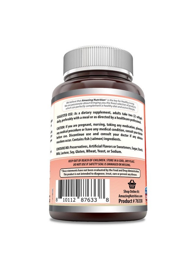 Amazing Nutrition Amazing Omega Wild Alaskan Salmon Oil 2000mg Per Serving Softgels Supplement (90) - Image 2
