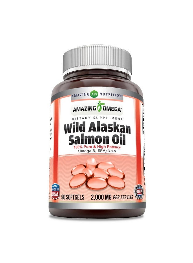 Amazing Nutrition Amazing Omega Wild Alaskan Salmon Oil 2000mg Per Serving Softgels Supplement (90) - Image 1