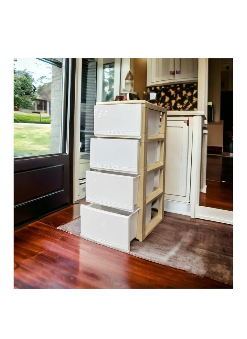 ECVV ECVV Plastic Cabinet Drawers Storage Dresser, Closet Drawers Organizer Unit for Clothes,Toys,Bedroom,Playroom White/Beige - 4 Layer  - Image 2