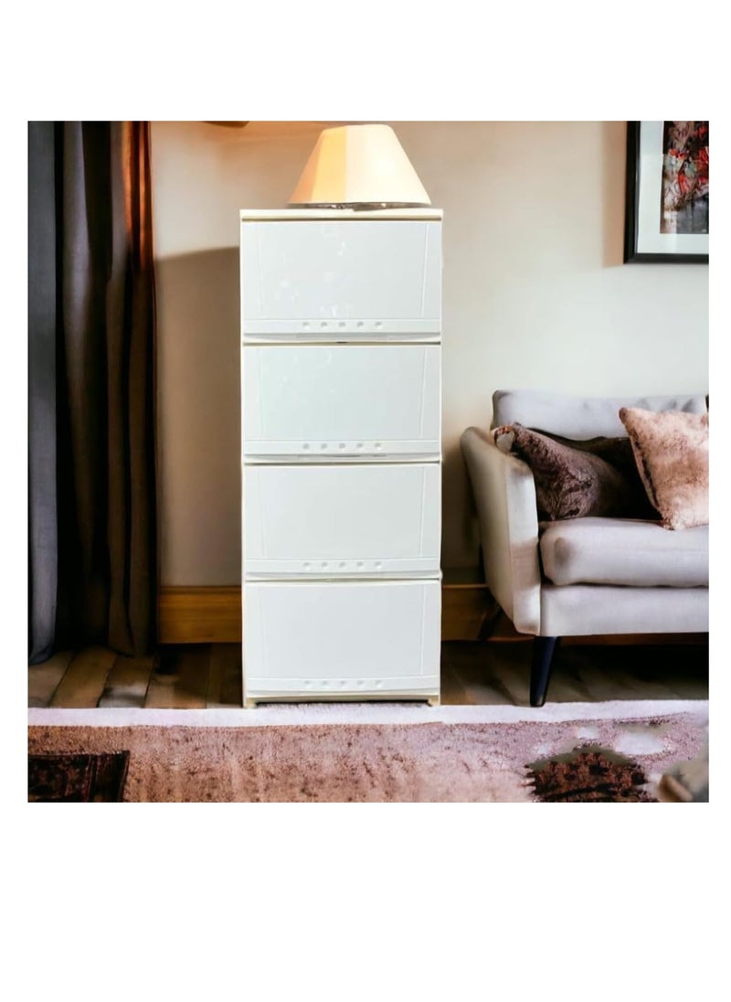 ECVV ECVV Plastic Cabinet Drawers Storage Dresser, Closet Drawers Organizer Unit for Clothes,Toys,Bedroom,Playroom White/Beige - 4 Layer  - Image 3