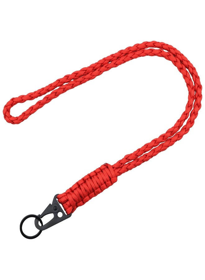 YETOOME Heavy Duty Neck Lanyard Keychain for Men Women Outdoor Survival, Red Parachute Rope Necklace Keychains with HK Clip Key Ring for ID Card Badge Holder, Camera, Wallet and Keys - Image 1
