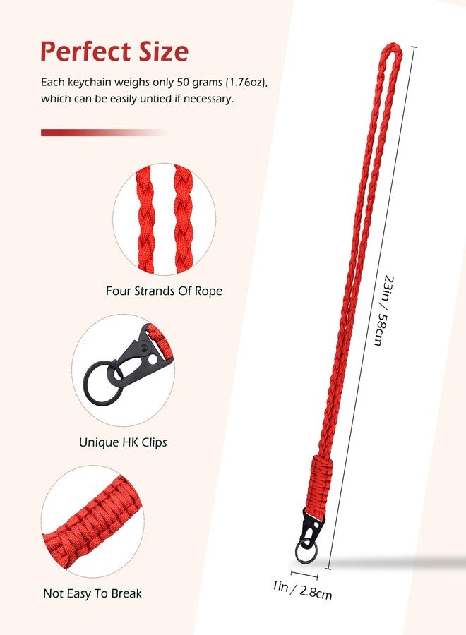 YETOOME Heavy Duty Neck Lanyard Keychain for Men Women Outdoor Survival, Red Parachute Rope Necklace Keychains with HK Clip Key Ring for ID Card Badge Holder, Camera, Wallet and Keys - Image 2