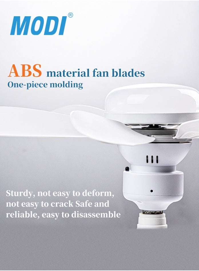 MODI 30W LED Ceiling Fan Light with Remote Control, 3 color Dimmable Light & 3-Speed Fan, E27 Bulb Base, 85-265V Quiet for Bedroom Living - Image 2