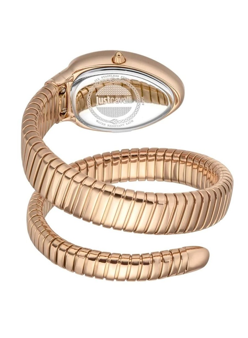 Just Cavalli ساعة يد أنالوج كوارتز للنساء من جاست كافالي JC1L229M0055 مع حزام من الفولاذ المقاوم للصدأ، أزرق نحاسي - Image 2