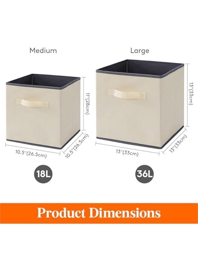 HOOKOR Collapsible Storage Cubes Foldable Fabric Bins Multi-color Organizers Decorative Organizing Baskets for Shelves for Closet, Utility Room, Storage Room Set of 6 (Beige, 33CM) - Image 2