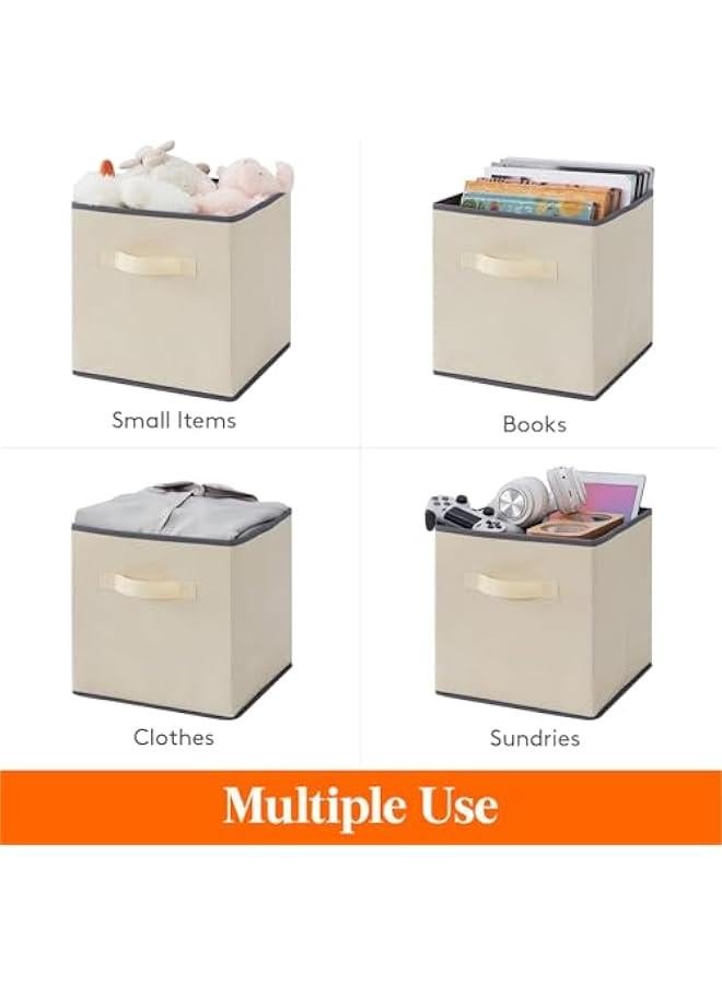 HOOKOR Collapsible Storage Cubes Foldable Fabric Bins Multi-color Organizers Decorative Organizing Baskets for Shelves for Closet, Utility Room, Storage Room Set of 6 (Beige, 33CM) - Image 5