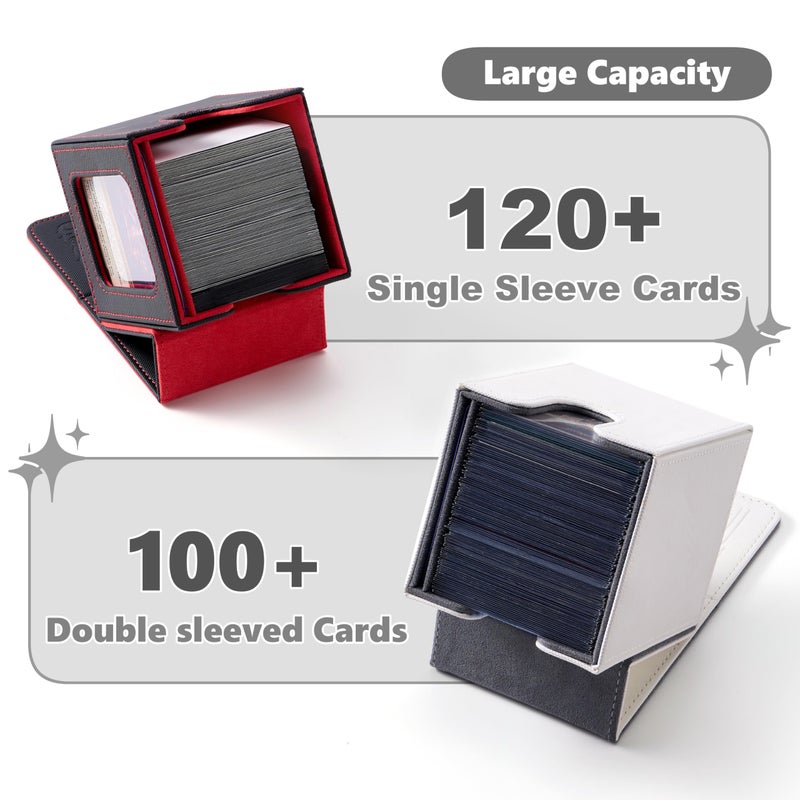 Venssu MTG Deck Box with Commander Display, Vampire Card Deck Case Fits 100 Double Sleeved Cards, TCG Card Storage Box with 2 Dividers and 1 Toploader (Black and Red) - Image 2