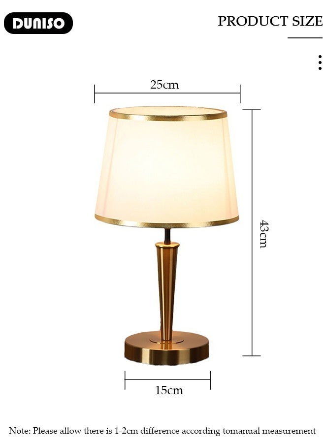 DUNISO Modern Bedside Lamp Simple Desk Lamp,Metal Table Lamp,Bedroom Lamp Electroplated Brass Stem with Brass Base, for Bedroom Nightstand, Dining Room, Living Room, Kitchen, Bathroom  - Image 2