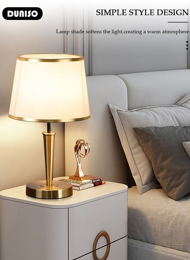 DUNISO Modern Bedside Lamp Simple Desk Lamp,Metal Table Lamp,Bedroom Lamp Electroplated Brass Stem with Brass Base, for Bedroom Nightstand, Dining Room, Living Room, Kitchen, Bathroom  - Image 4