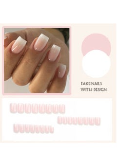 JOSQUEWNN French Tip Press on Nails,Classic French Ombre Manicure False Nails, Rectangular Nail Shape,24Pcs,Fake Acrylic Nails With Glue Kit.  - Image 2