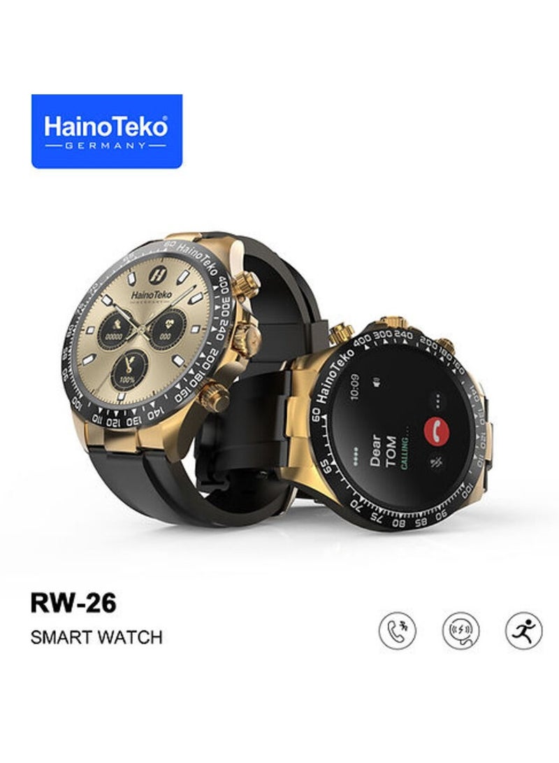 Haino Teko Germany RW 26 Round Smartwatch with stylish King Bracelet and wireless charger for mens - Image 1