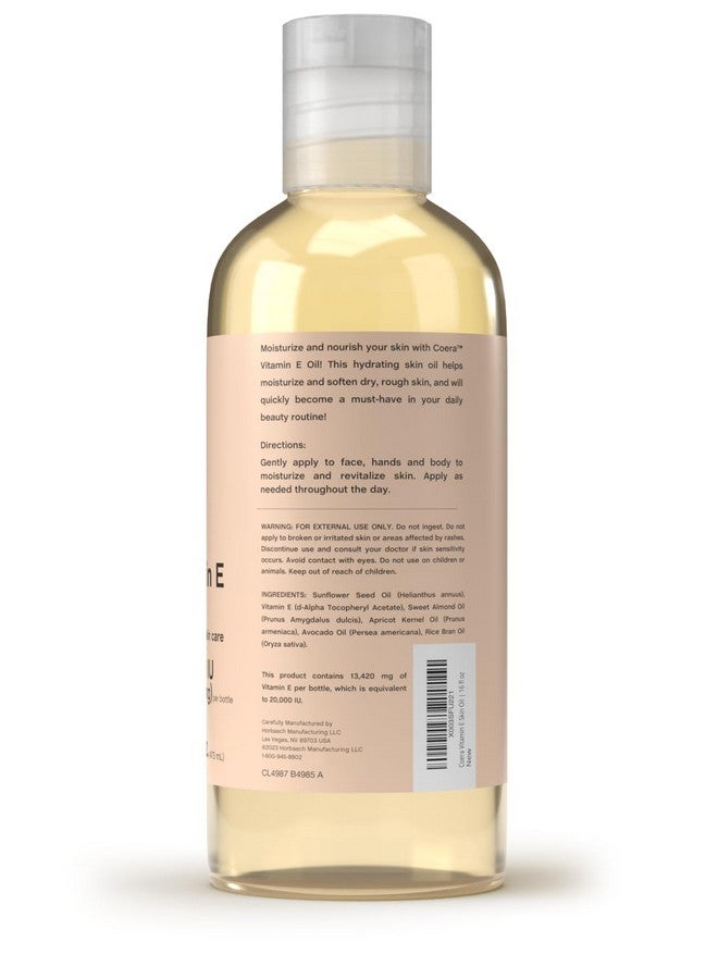 Coera Vitamin E Oil 20000 Iu 16 Fl Oz Moisturizing & Hydrating For Skin Face Hands And Body Free Of Parabens Sls & Fragrances - Image 2
