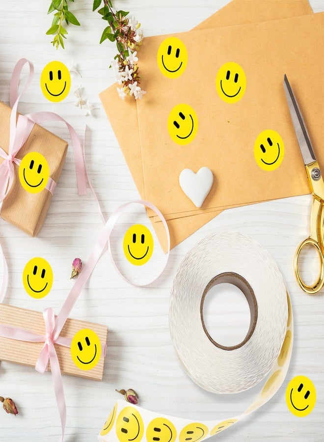 Wercokt 1000 PCS Smiling Stickers, 1.5 Inch, Yellow Happy Face Paper Stickers, 1 Roll for Teachers, Parties, Rewards, Kids - Image 4