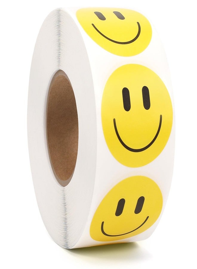 Wercokt 1000 PCS Smiling Stickers, 1.5 Inch, Yellow Happy Face Paper Stickers, 1 Roll for Teachers, Parties, Rewards, Kids - Image 1