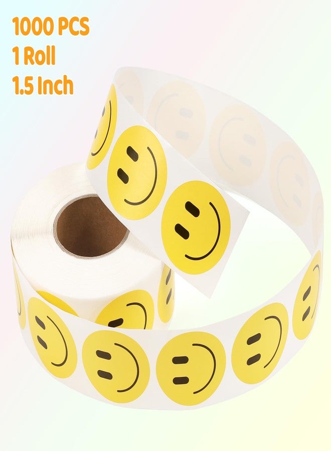 Wercokt 1000 PCS Smiling Stickers, 1.5 Inch, Yellow Happy Face Paper Stickers, 1 Roll for Teachers, Parties, Rewards, Kids - Image 3