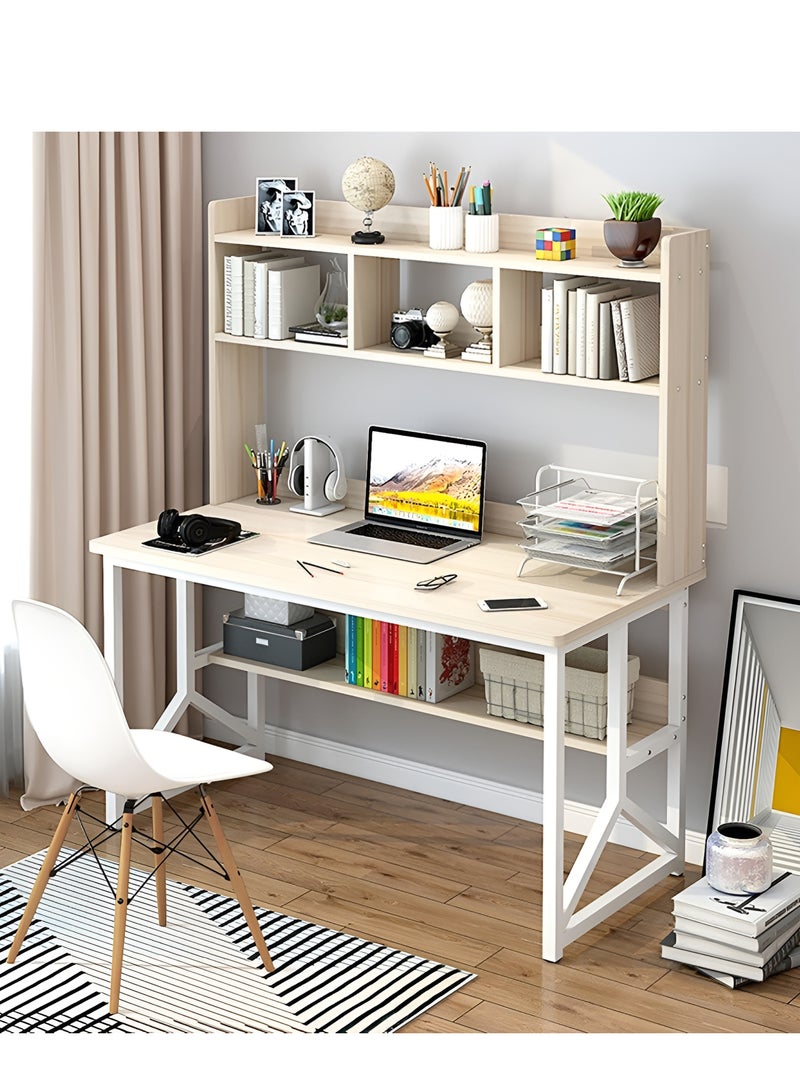 ZUIHAO Computer Desk with Bookrack Home Office Desk Study Table with Bookshelf 120 L 60 W 141.5 H cm - Image 1