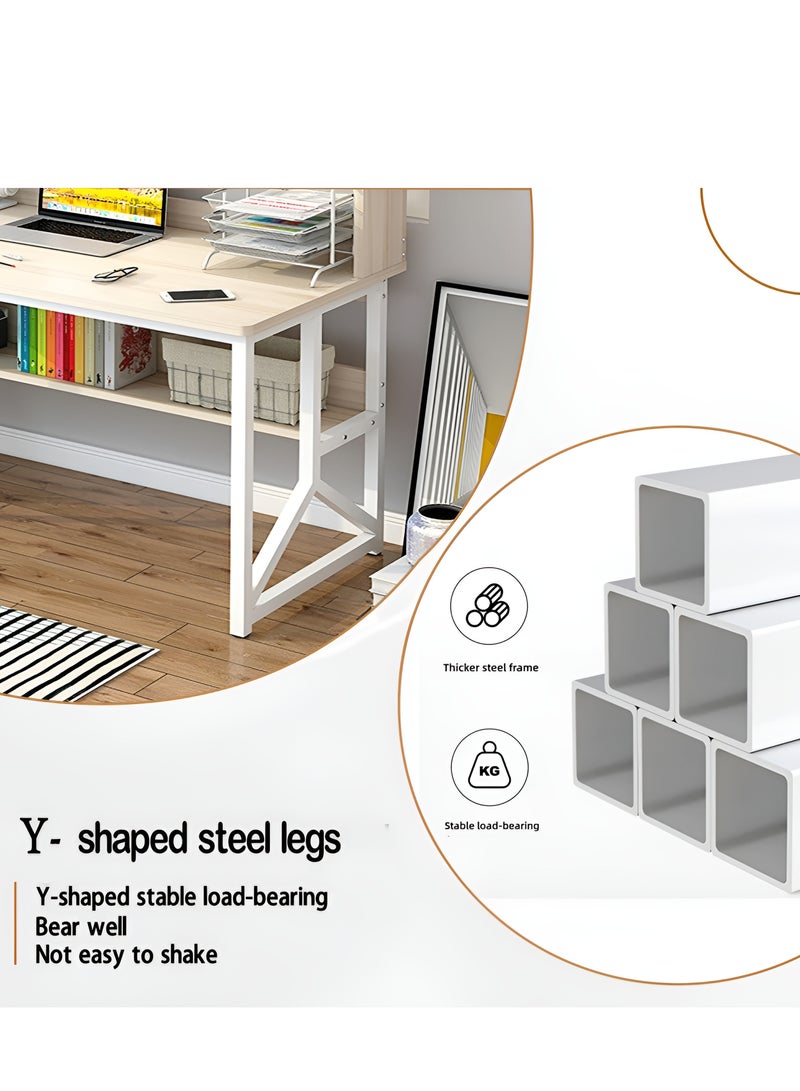 ZUIHAO Computer Desk with Bookrack Home Office Desk Study Table with Bookshelf 120 L 60 W 141.5 H cm - Image 5